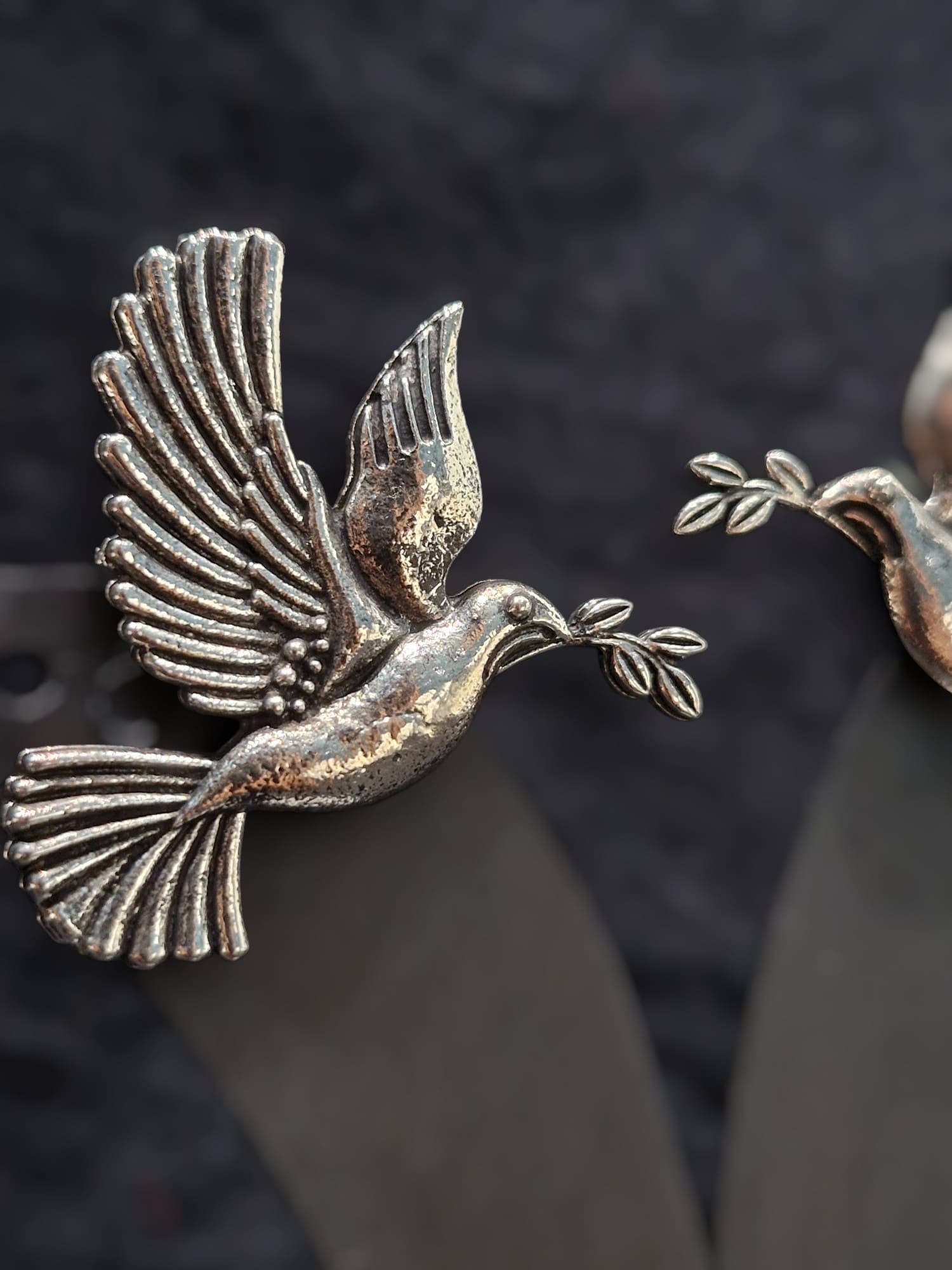 Stylish Bird Oxidised Earrings Pair