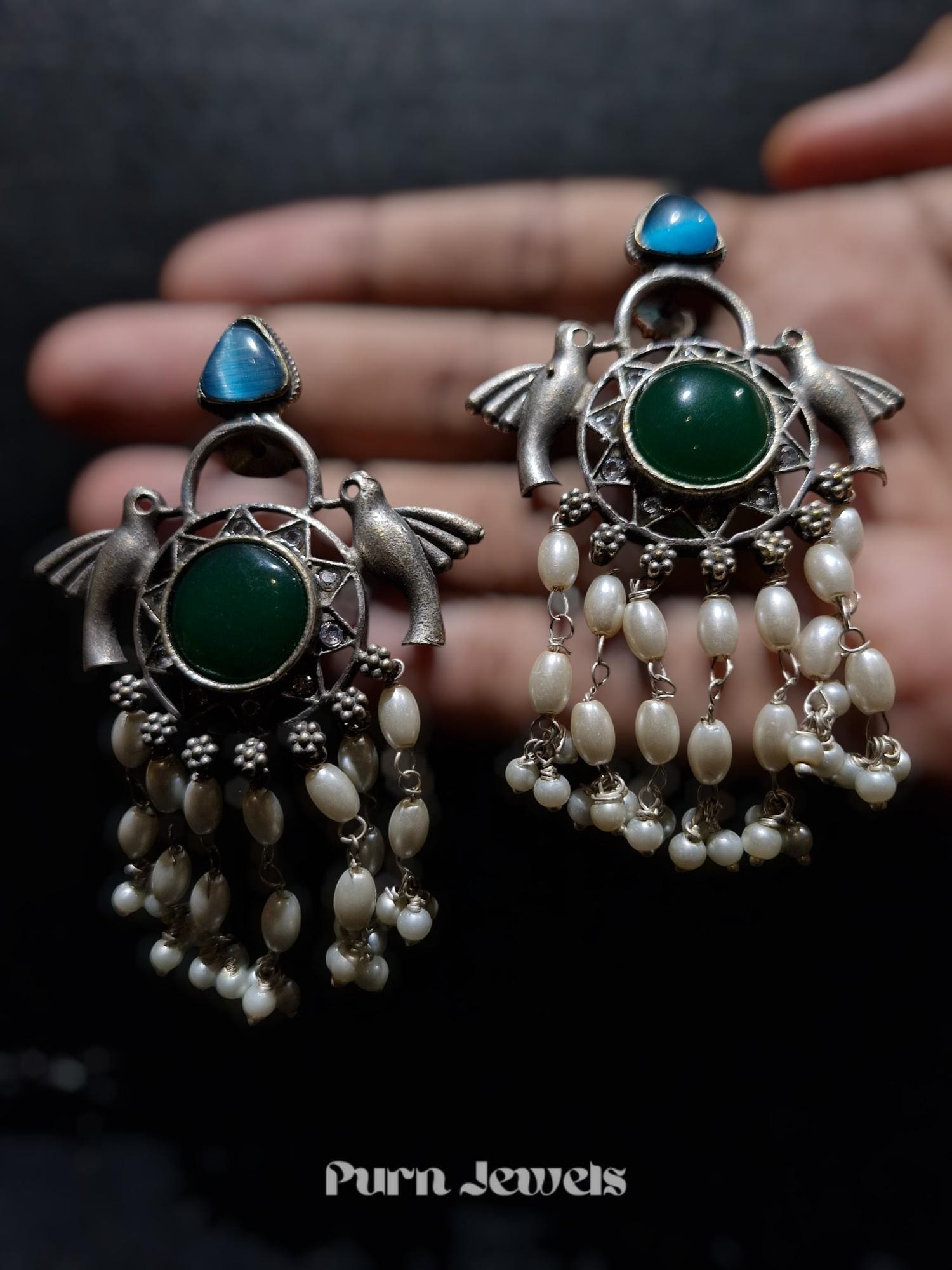 Traditional Viti Stone Bird Earrings