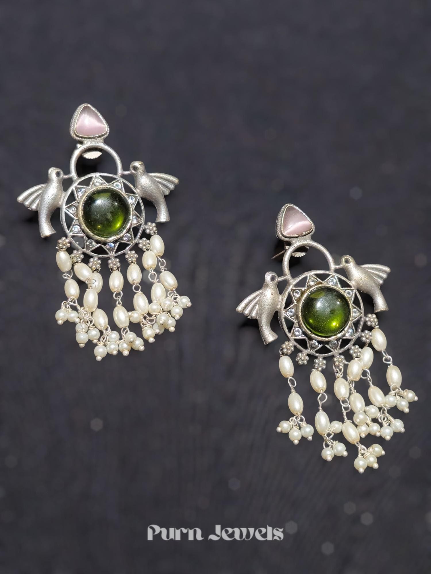 Viti Bird Oxidised Earrings Design