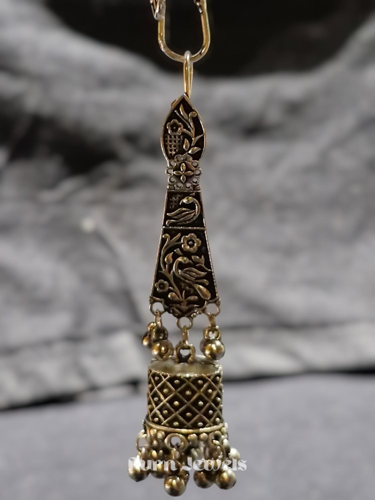 Ethnic Oxidised Earrings Side Angle