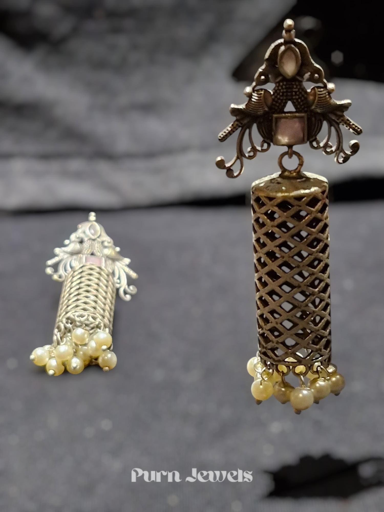 Varya Cylindrical Oxidised Earrings