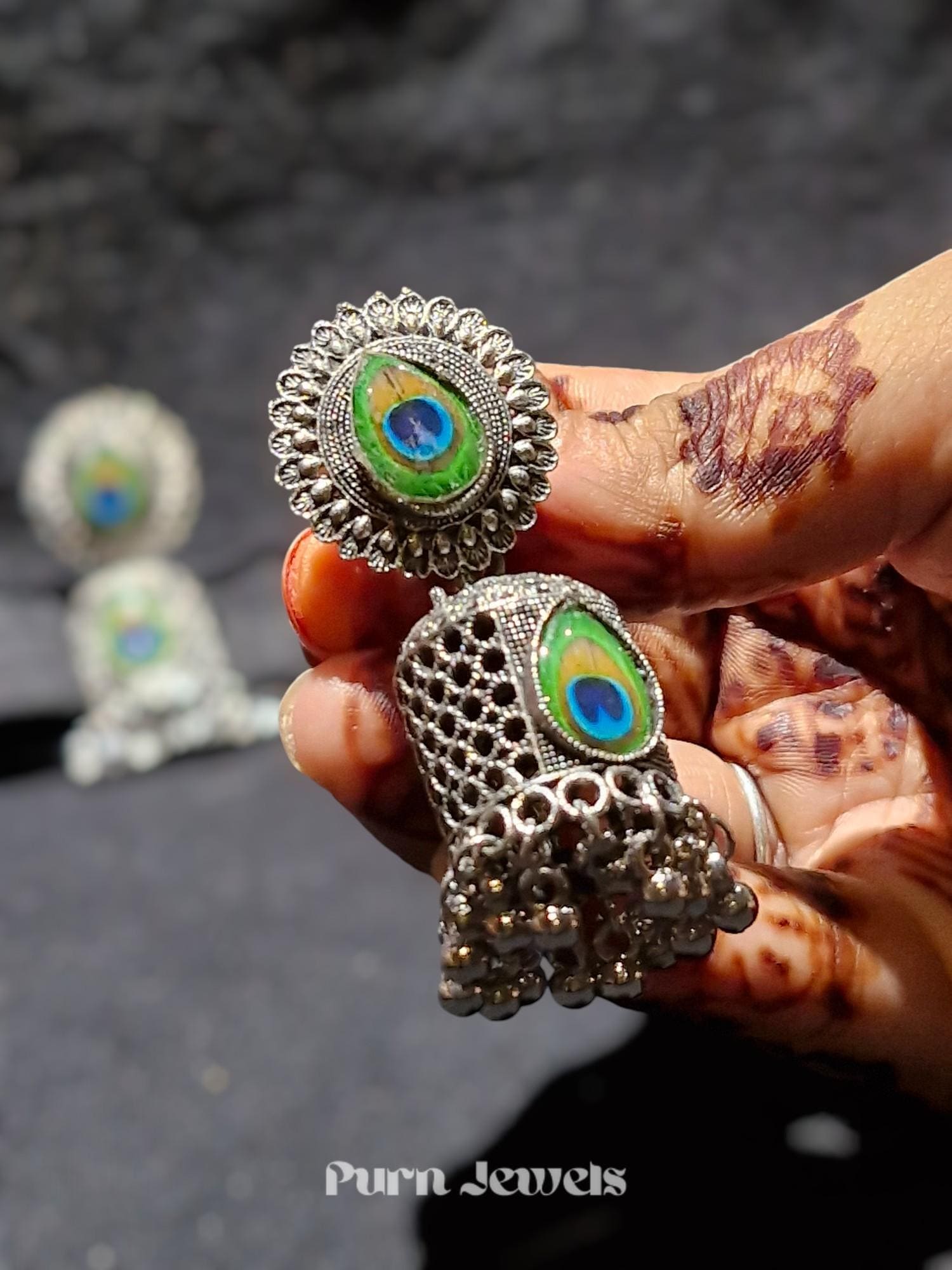 Udyati Morpankh Oxidised Earrings Design