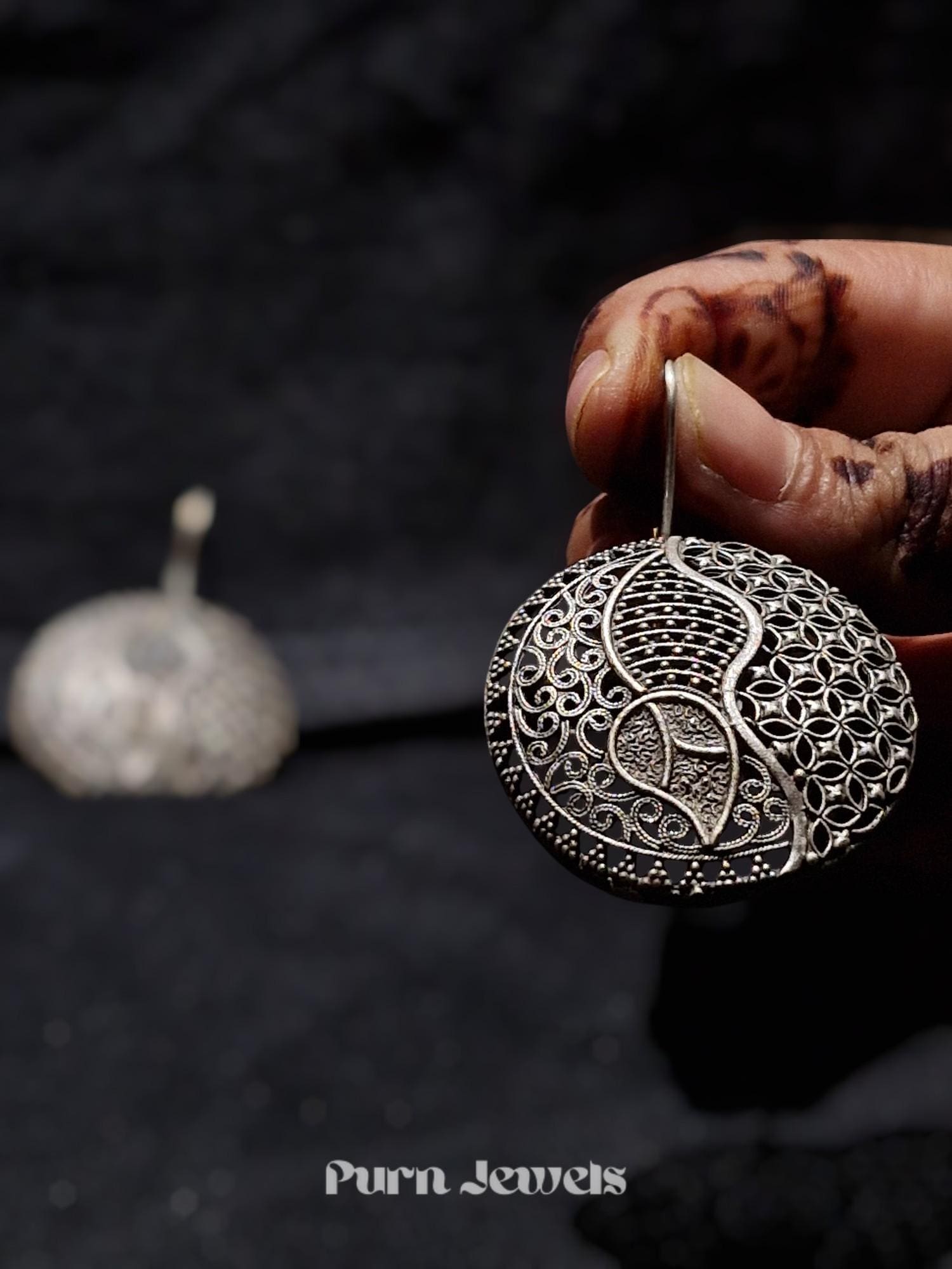 Tisya Floral Oxidised Earrings Design