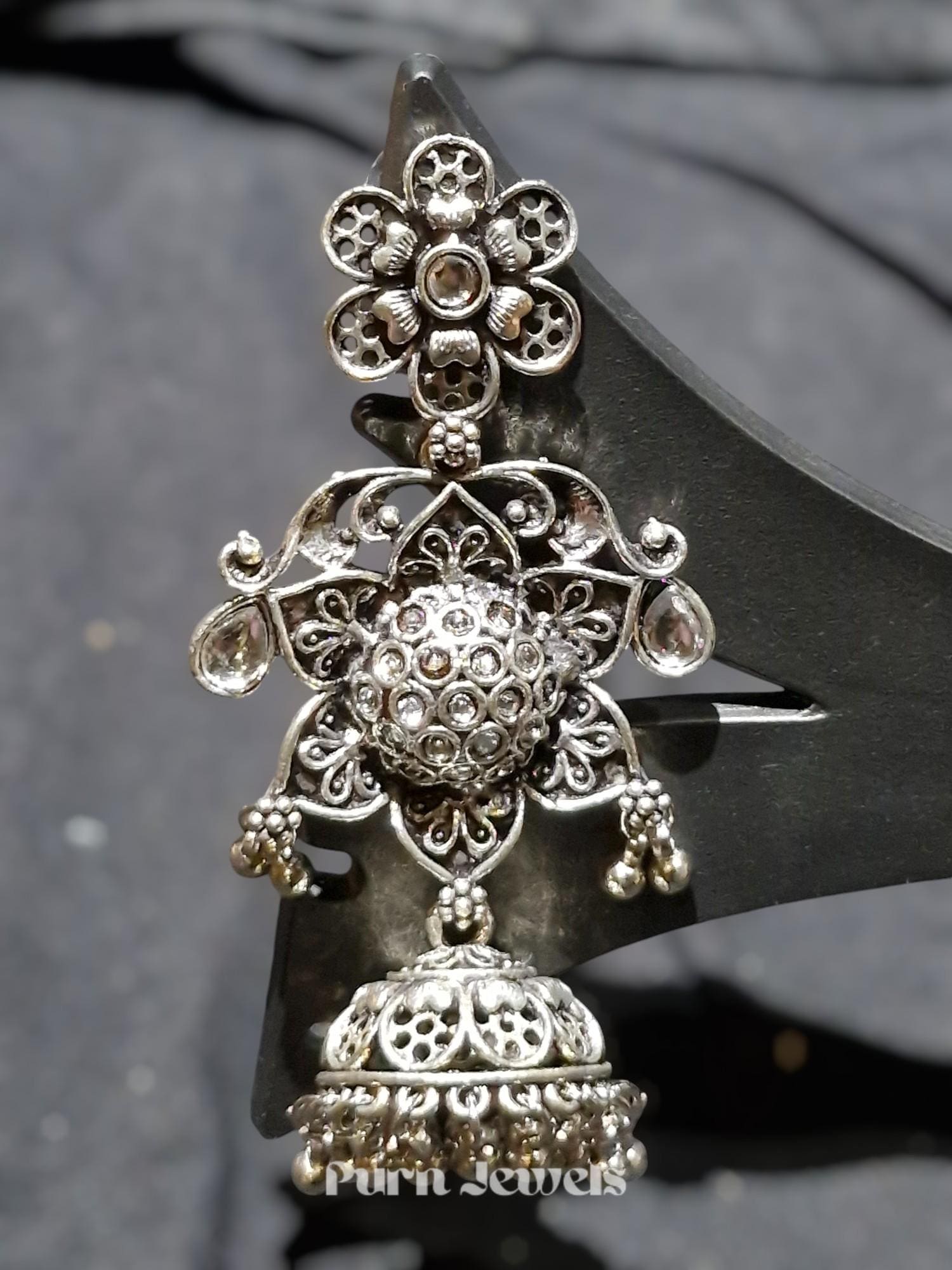 Stylish 3 step oxidised earrings