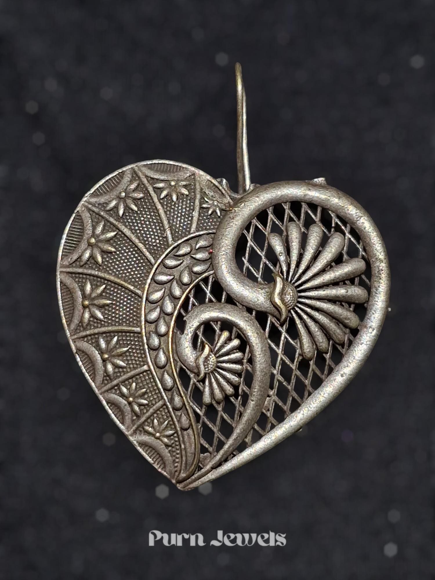 Traditional Sanaya Heart Oxidised Earrings