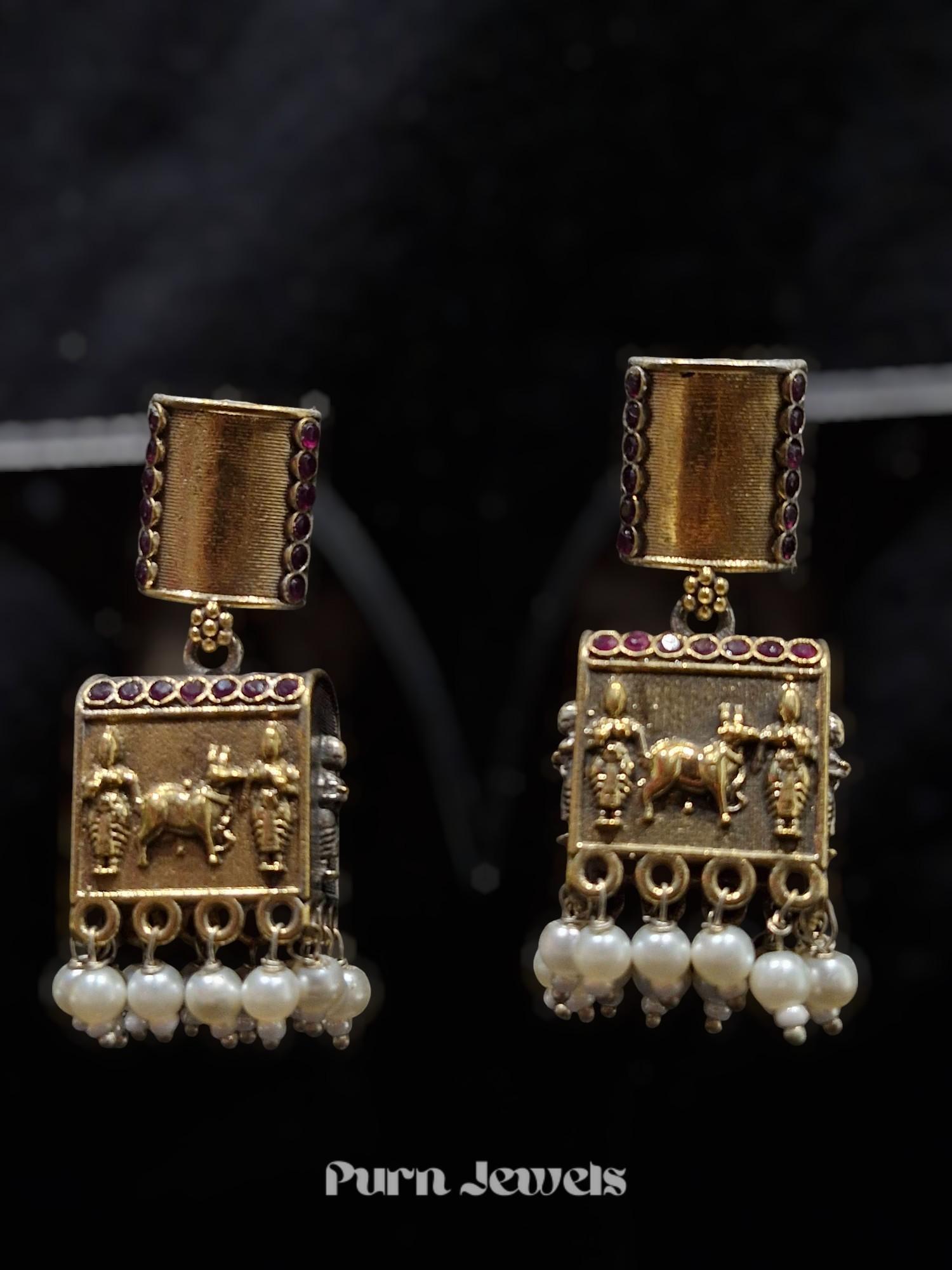 Ishanvi Oxidised Jumka Earrings