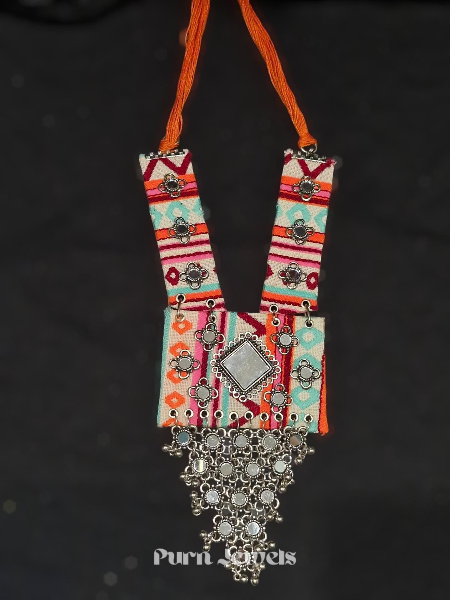 Traditional Twisha Handmade Mirror Necklace