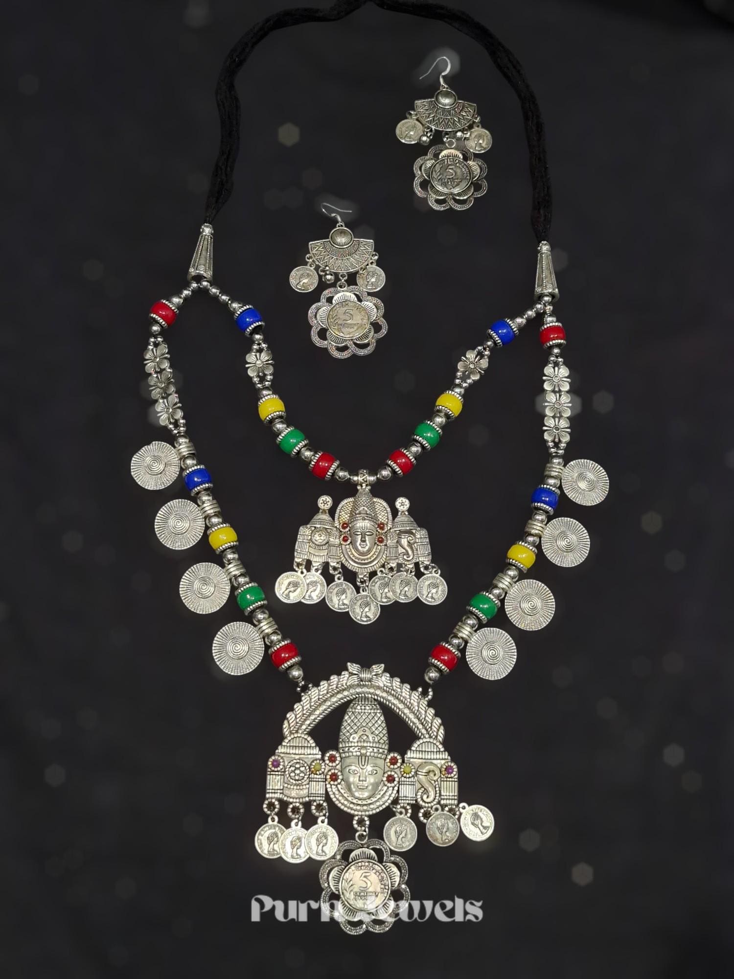 Pranavi Antique Oxidised Necklace Design