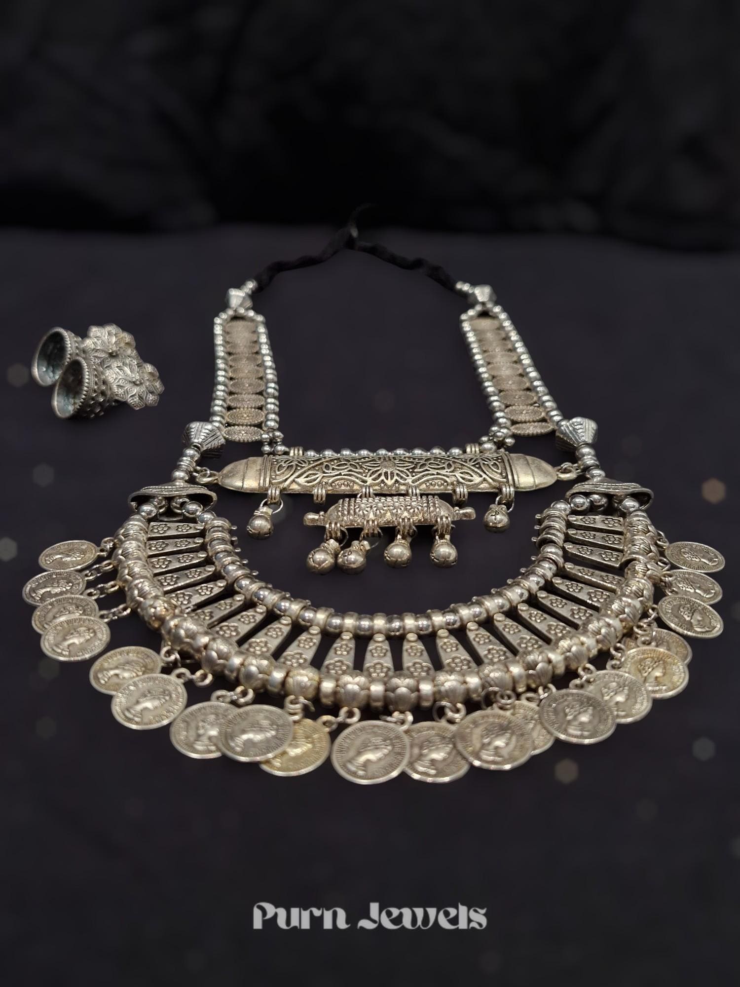 Omya Coin Oxidised Necklace Design