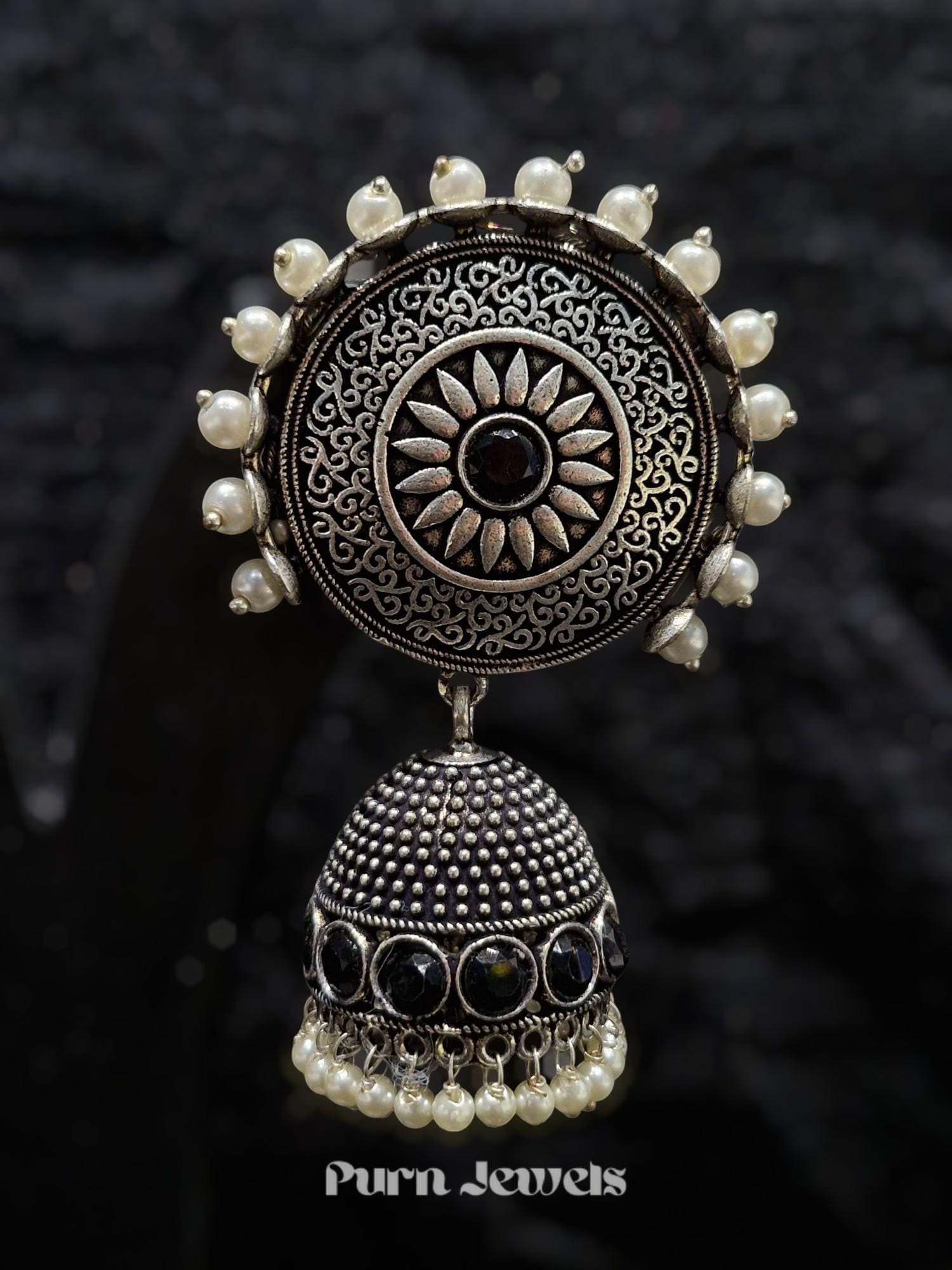 Beautiful Mishka Silver Oxidised Earrings