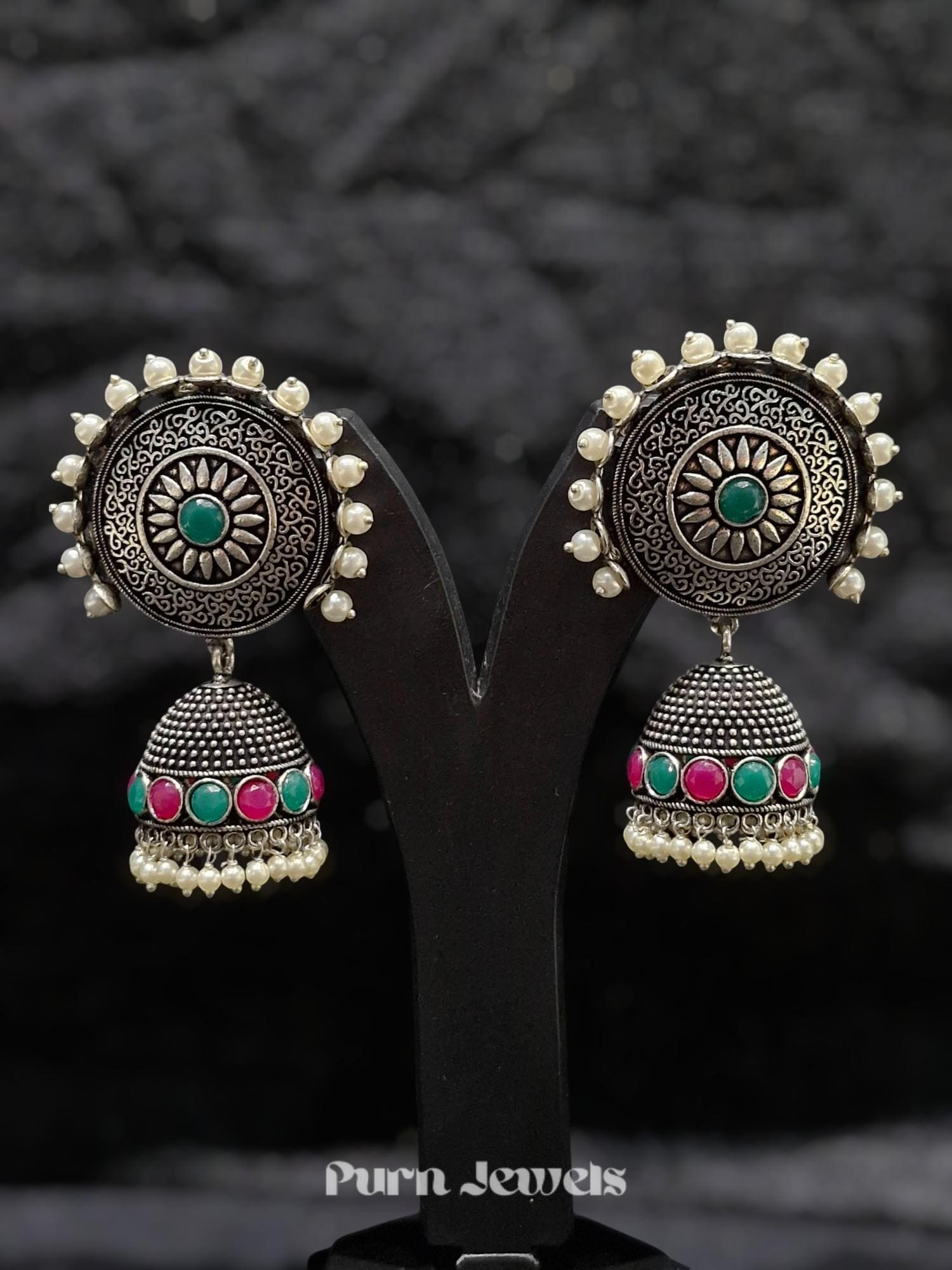 Mishka Oxidised Jhumka Earrings Design