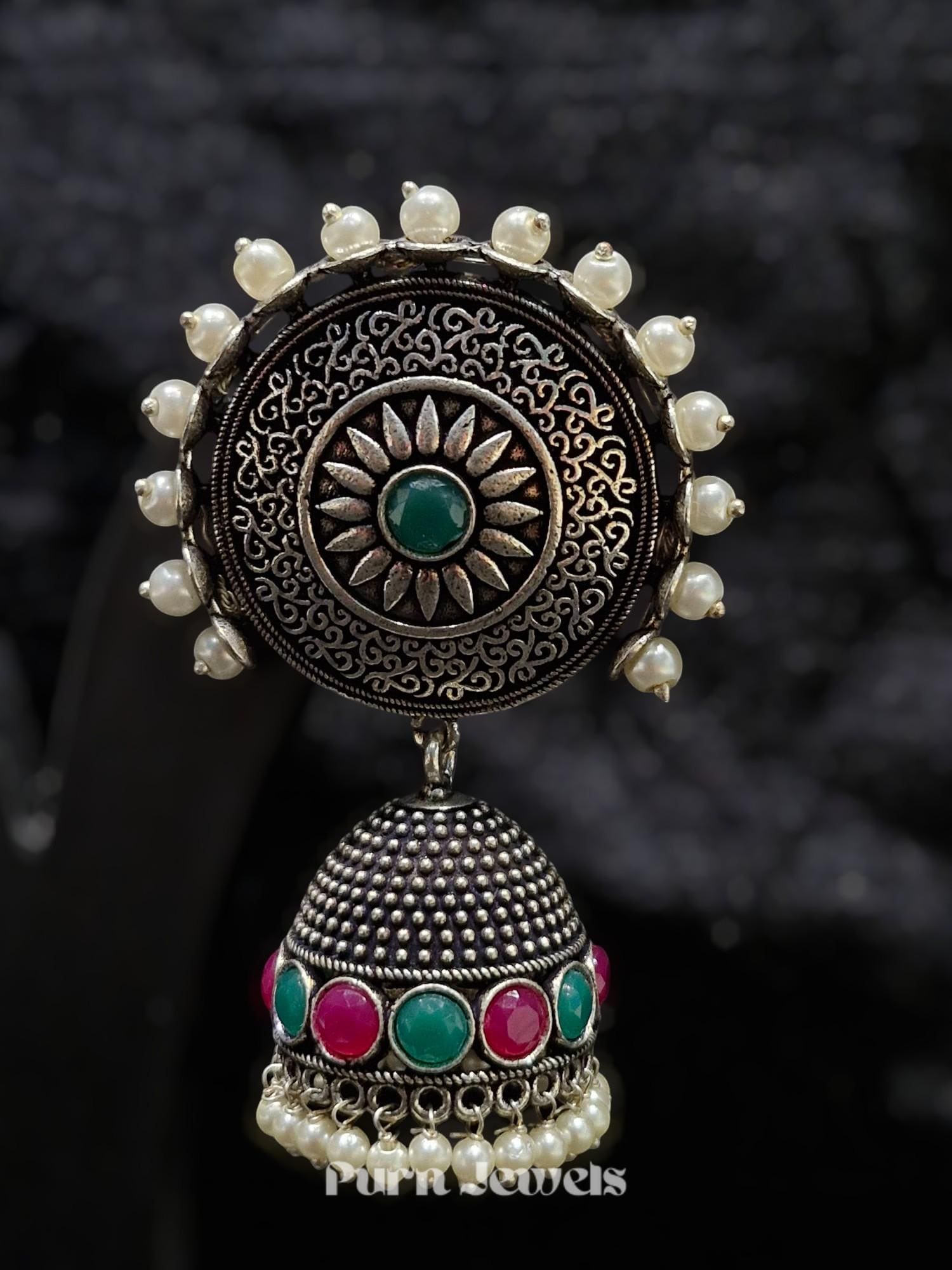 Traditional Mishka Oxidised Earrings Pair