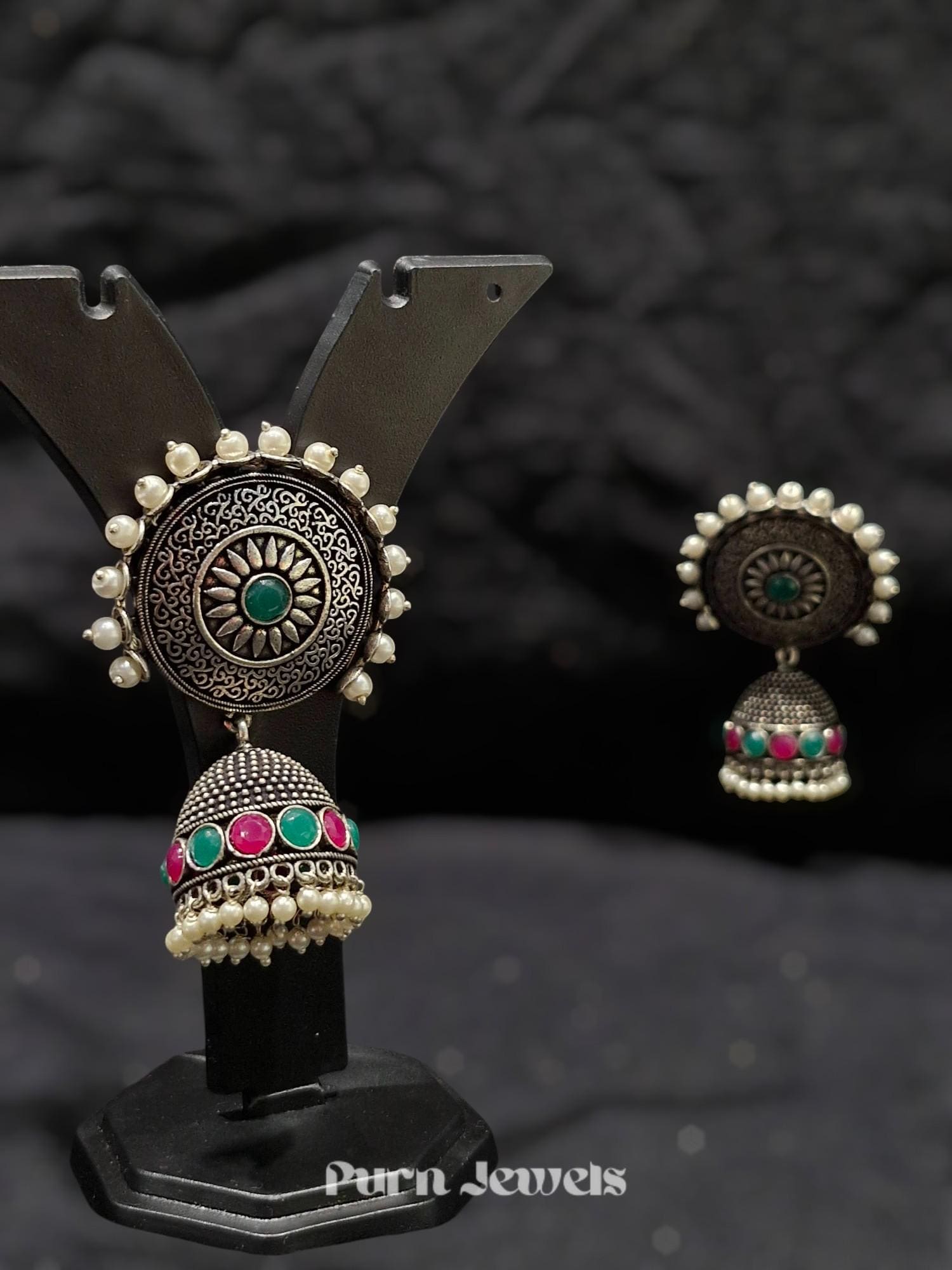 Stylish Oxidised Mishka Jhumka Earrings