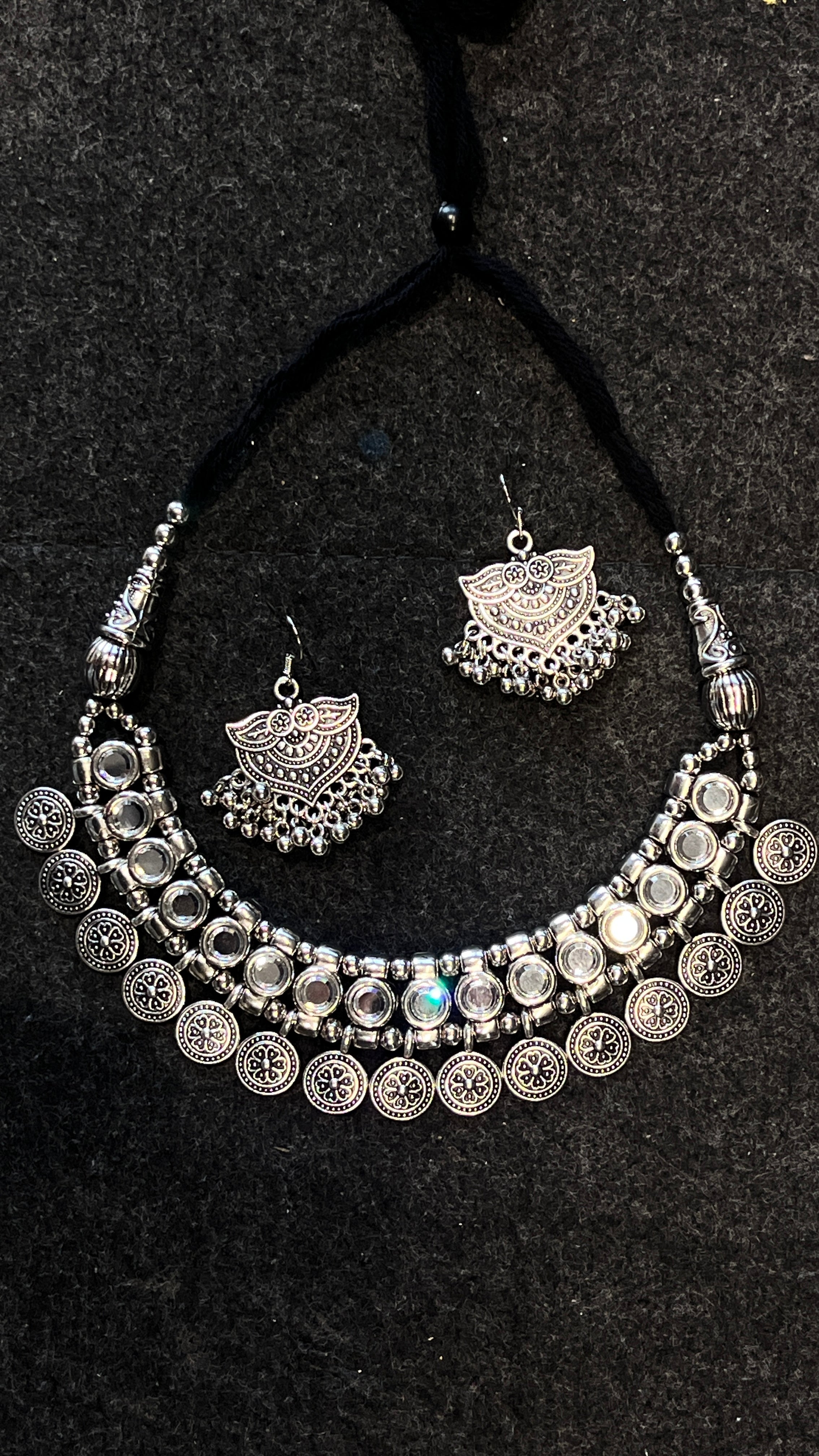Charvi Ethnic Oxidised Gujarati Jewellery Set for Navratri Garba