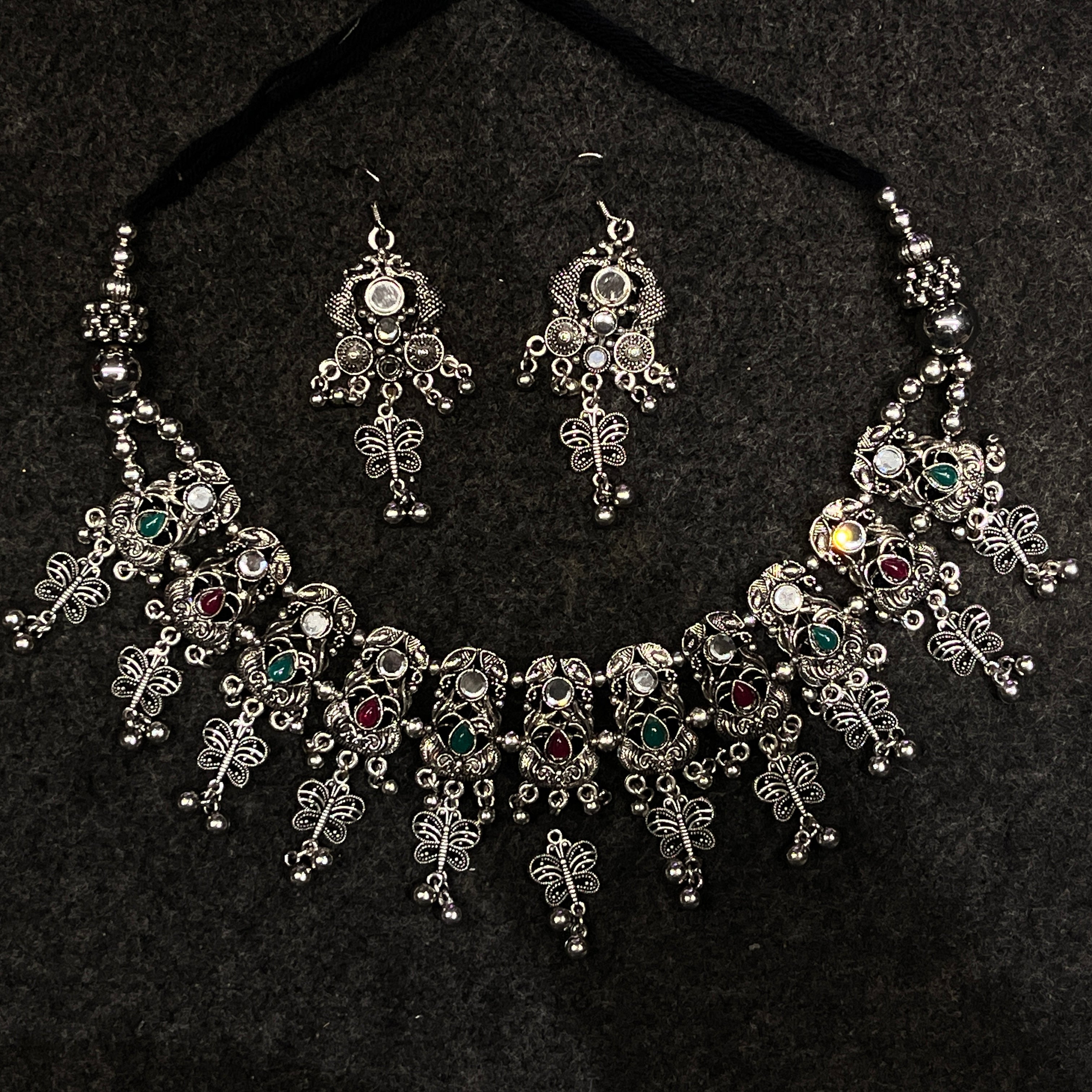Anaya Navratri Special Oxidised Garba Jewellery Set – Gujarati Ethnic Earrings Combo