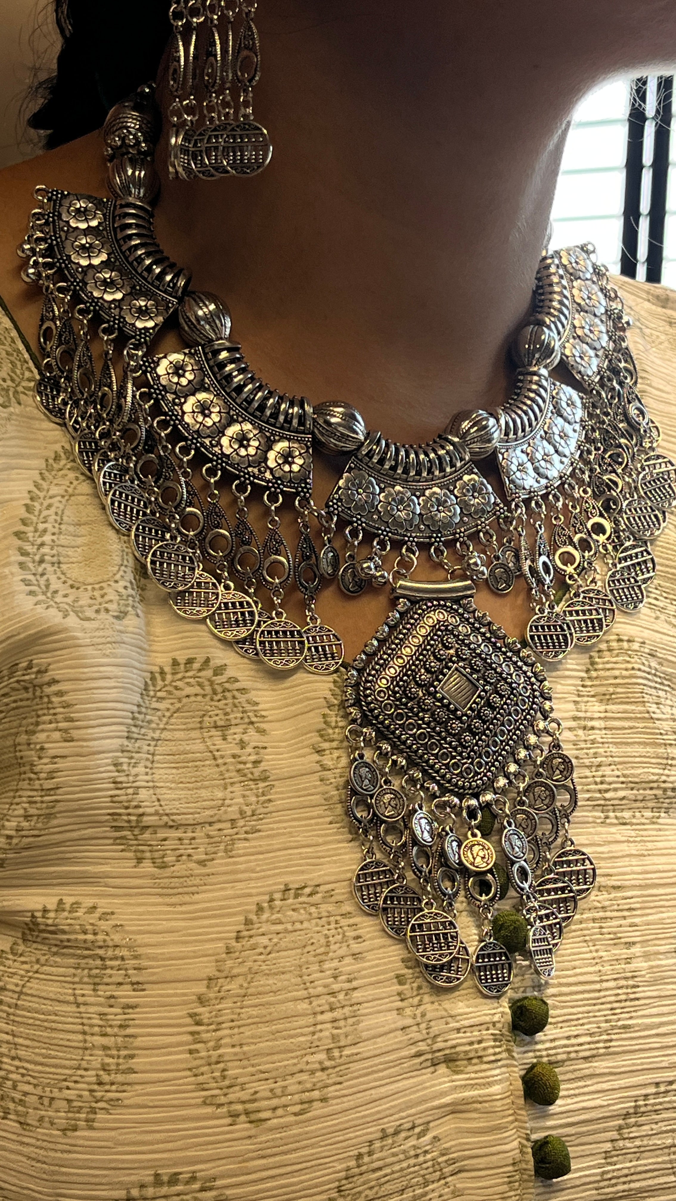 Myra Oxidised Ethnic Jewellery Set with Earrings – Navratri & Garba Nights