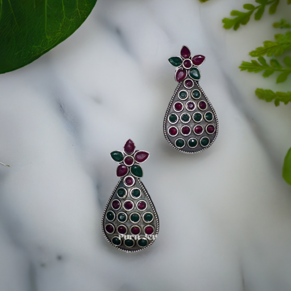 Aadhya Oval Oxidised Earrings